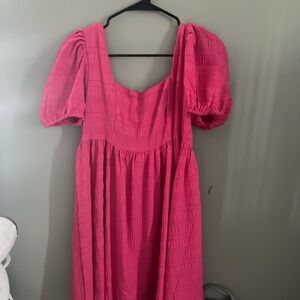 Vibrant Pink Puff Sleeve Dress